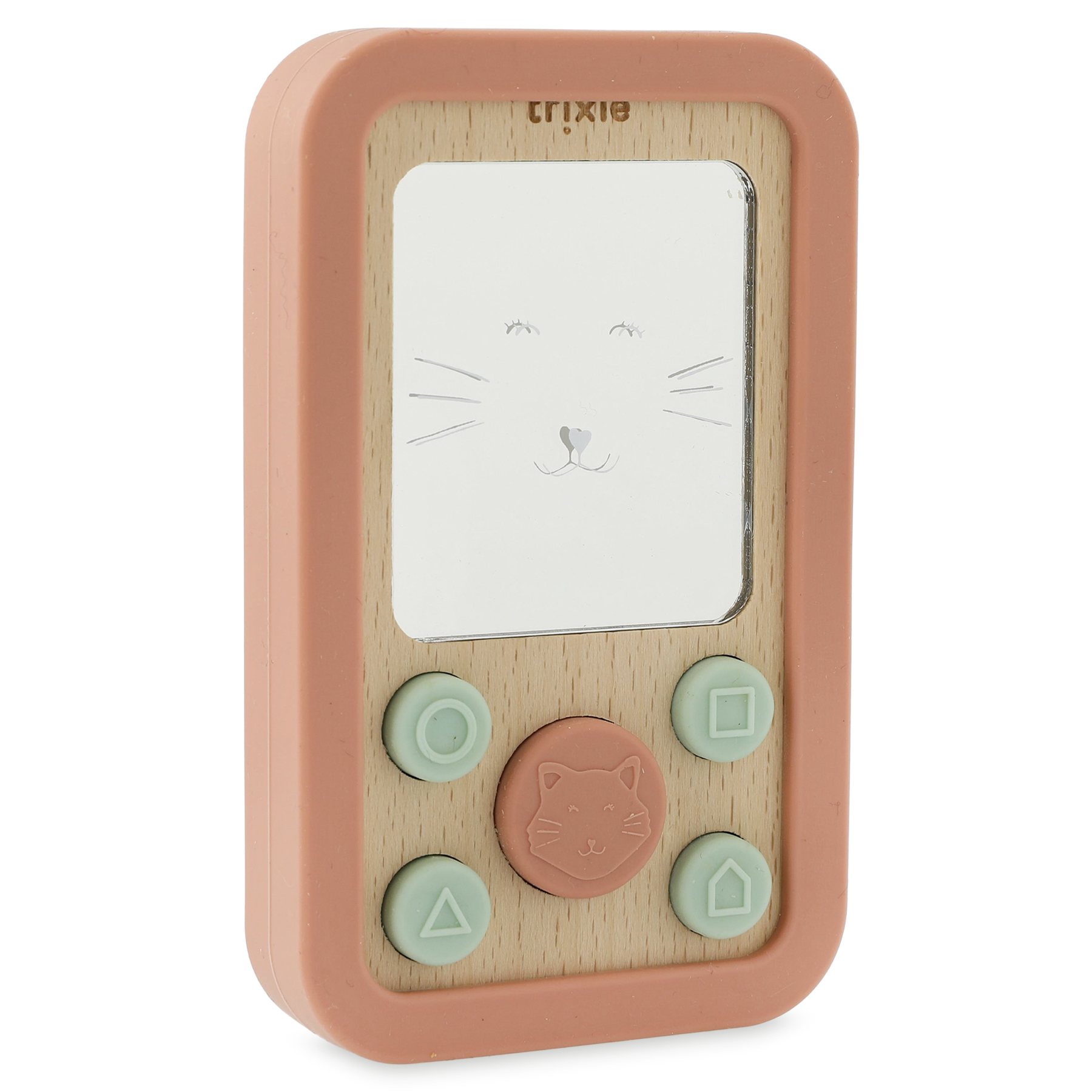 Houten baby telefoon met siliconen - Mrs. Cat